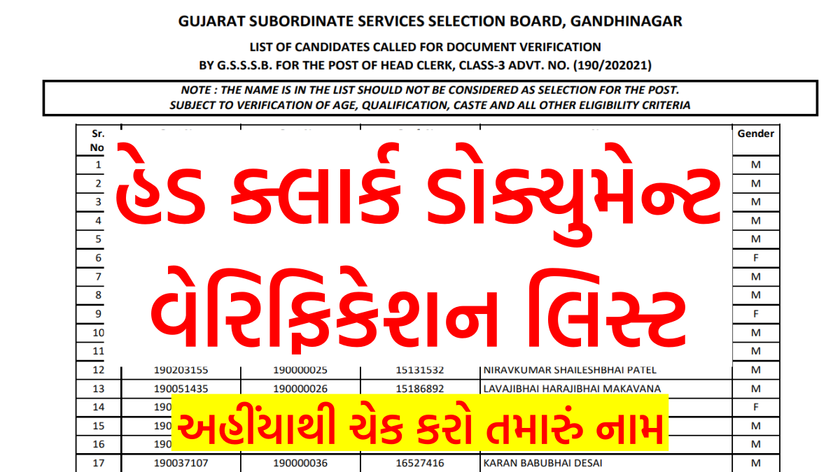 gsssb-head-clerk-document-verification-list-2022-gsssb-gujarat-gov-in