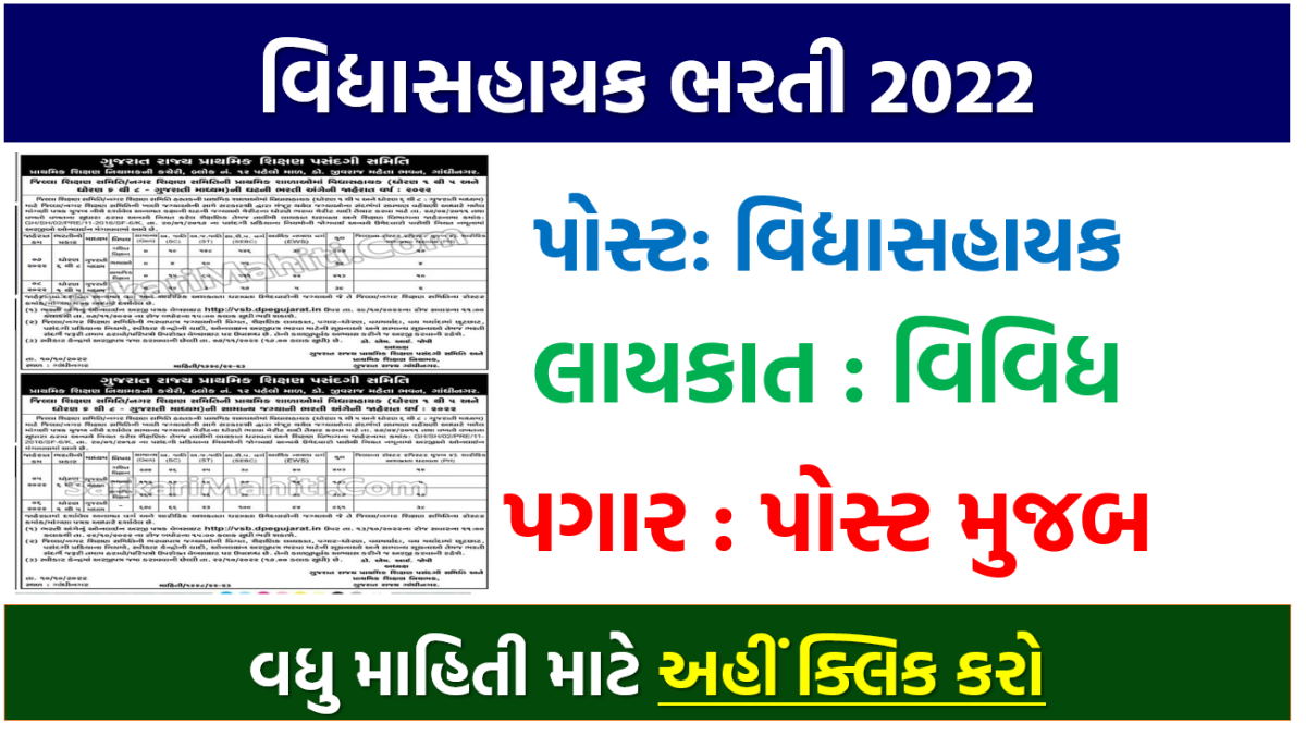 Vidhyasahayak Bharti 2022 Gujarat | Notification, Apply Online, Last ...