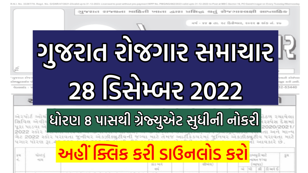 Gujarat Rojgar Samachar Date 28/12/2022, Download PDF